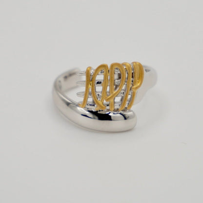 Adjustable Fork Spaghetti/Pasta Ring - Platinum and with Sterling Silver, 18K Gold Filled