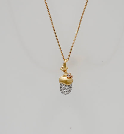 Pave Diamond Acorn Pinecone Pendant Charm, 18K Gold, view 5