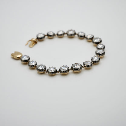 5 to 15 ct Georgian Victorian Solid Gold Riviere Moissanite Button Back Collet Bracelet, view 3
