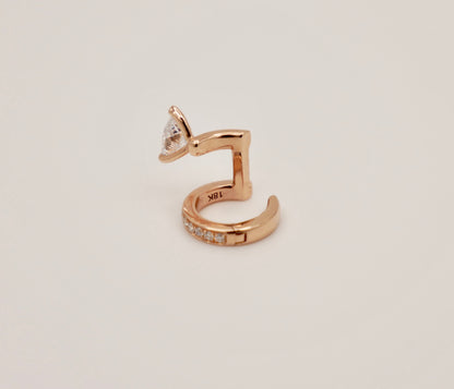 Floating Diamond Ear Cuff, 18K Rose Gold, view 2
