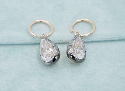 Pear Shaped Moissanite Georgian Victorian Earrings, view 4