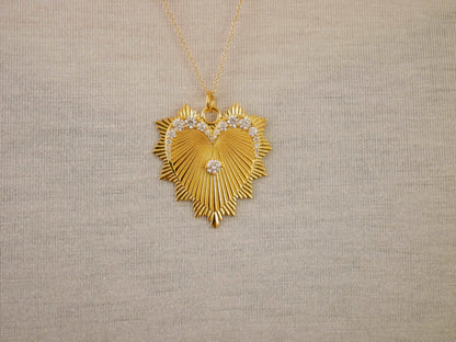 Graduating Moissanite Heart Love Token Pendant, 18K Gold, view 5