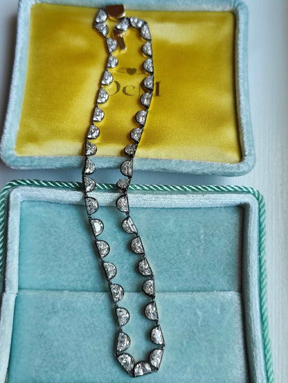 Georgian Victorian Riviere Scalloped Half Moon Collet Tennis Necklace, view 8