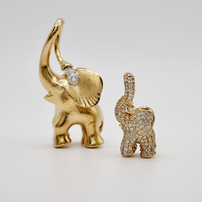 Pave Diamond Medium Elephant Pendant Charm, 18K Yellow Gold, view 6