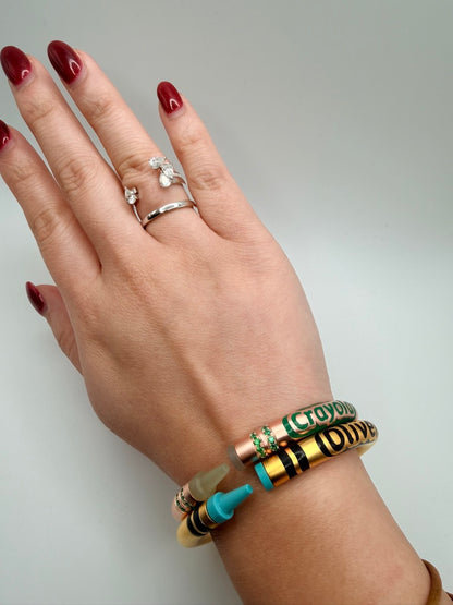 Customizable Crayon Bracelet with Nephrite and Lab Emeralds, Gold Filled, view 15