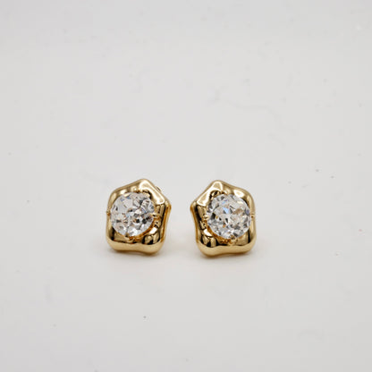 Lab Diamond Stud Earrings, 18K Gold, view 5