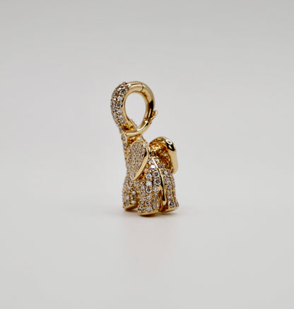 Pave Diamond Medium Elephant Pendant Charm, 18K Yellow Gold, view 5