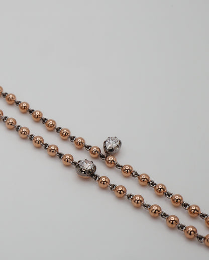Georgian Victorian Art Deco Ball Chain Necklace with Round and Pear Moissanite or Diamonds, view 5