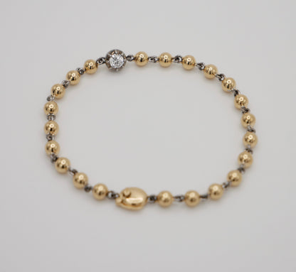Ball Chain Georgian Victorian Bracelet with Moissanite or Lab Diamond, view 2