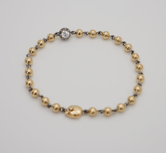 Ball Chain Georgian Victorian Bracelet with Moissanite or Lab Diamond, view 2