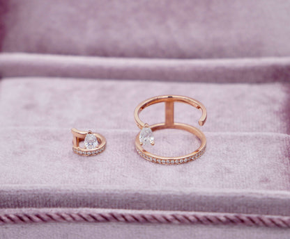 Floating Pear Diamond Ring, 18K Rose Gold, view 6