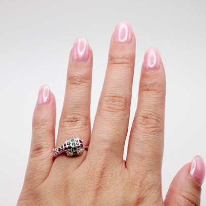 Shrimp Sushi Ring with Lab Rubies, 14K Gold, view 6