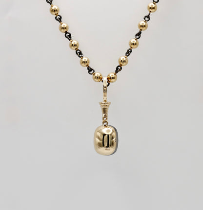 Georgian Victorian Ball Chain Elongated Cushion Lab Diamond or Moissanite Pendant, 14K Gold, view 3