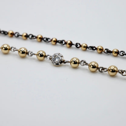 Georgian Victorian Art Deco Ball Sphere Chain Necklace, 3 mm, view 7