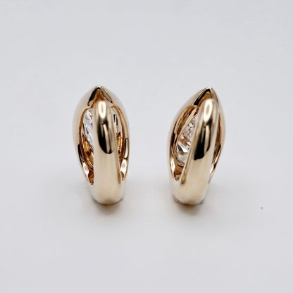 Mismatched Pear Lab Diamond Dome Huggie Earrings in 14K or 18K Yellow Gold