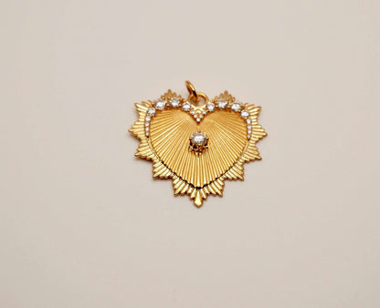Graduating Moissanite Heart Love Token Pendant, 18K Gold, view 2