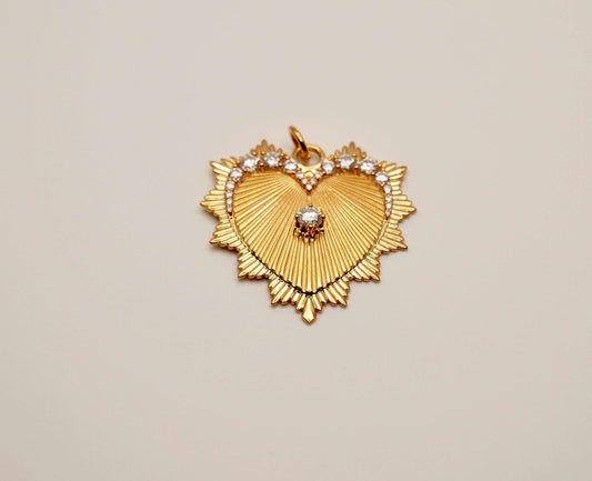 Graduating Moissanite Heart Love Token Pendant, 18K Gold, view 2
