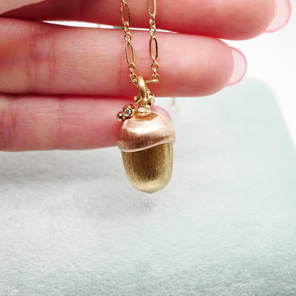 Diamond Acorn Pendant, 18K Gold, view 3