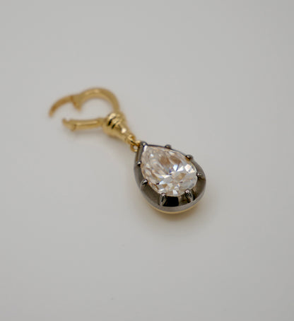 Georgian Victorian Moissanite Pear Art Deco Ball Chain Pendant, view 3