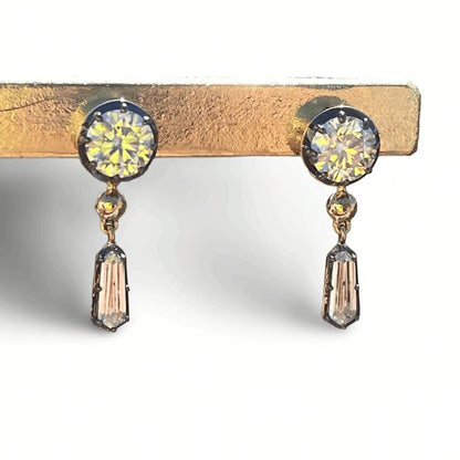 Multi-Shape Georgian Victorian Gold Detachable Earrings, 14K Gold, 2 Ct