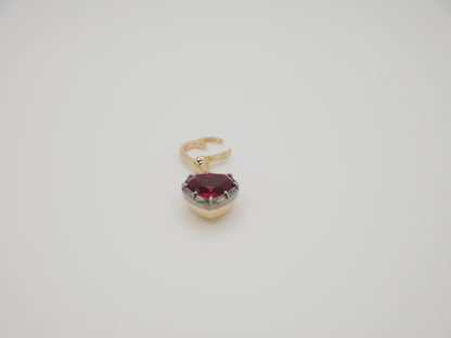 Georgian Victorian Ball Chain Heart Ruby Pendant, 18K Gold, view 2