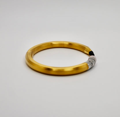 Pencil Bangle with Moissanite and Pink Nephrite, 18K Gold Filled, view 2