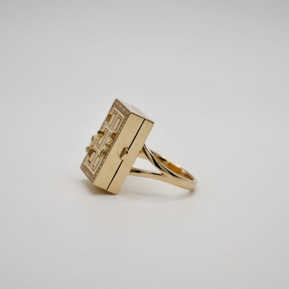 Enchanted Door Portal Moissanite and Sapphire Ring, 14K Gold, view 5