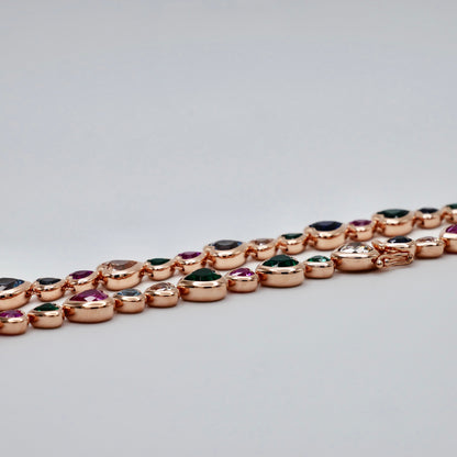 Rainbow Heart Tennis Necklace in 18K Gold Filled or 14K/18K Solid Gold, view 3