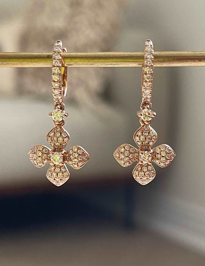 Diamond Clover Hoop Earrings, view 7