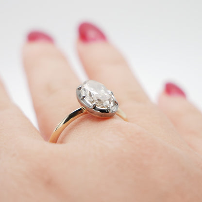 Georgian Victorian Champagne Oval Lab Diamond Ring, 14K Gold, view 9