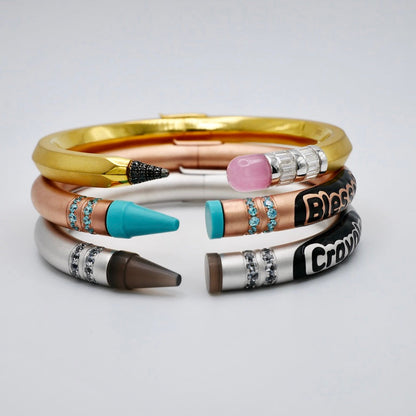 Customizable Crayon Bracelet with Grey Agate and Moissanites, Gold Filled, view 18