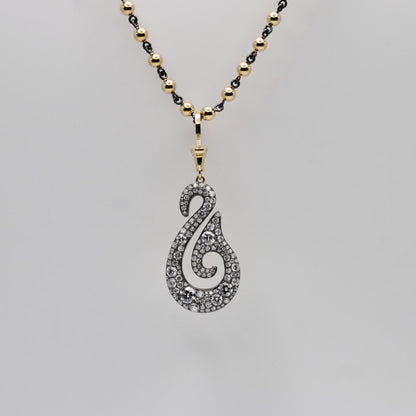 Oceanic Swirl Diamond or Moissanite Charm Pendant, view 2