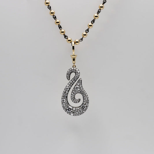 Oceanic Swirl Diamond or Moissanite Charm Pendant, view 2