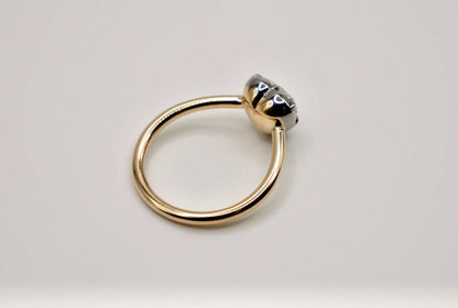 Georgian Victorian Heart Shaped Moissanite and Gold Collet Button Back Ring, 2 Ct, view 5