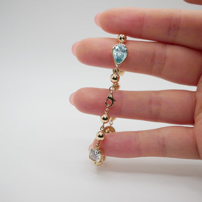 Mixed Gemstone Ball Chain Bracelet, 14K Gold, view 6