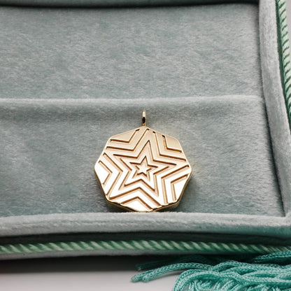 Porte Bonheur Double-Sided Lucky Charm Pendant with Lab Diamonds, 14K Gold, view 4