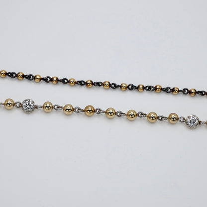 Georgian Victorian Art Deco Ball Sphere Chain Necklace, 3 mm, view 5
