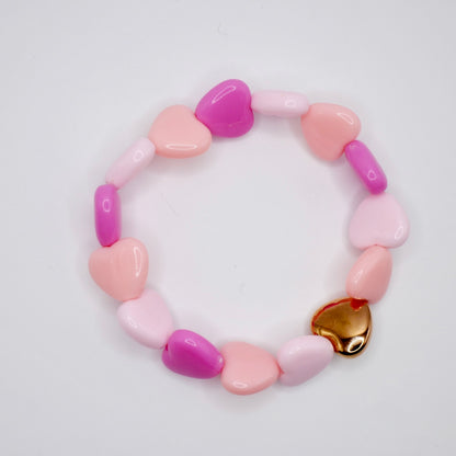 Pastel Heart Bead Stretch Bracelet with Heart Bead, 18K Gold Filled, Ready to Ship (Copy)