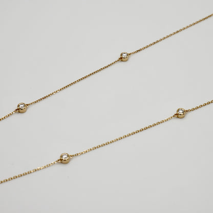 Diamond or Moissanite by the Yard Necklace, 14K Gold