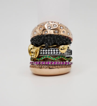 Pencil and Caviar Burger Combo, 18K Gold Filled, view 3