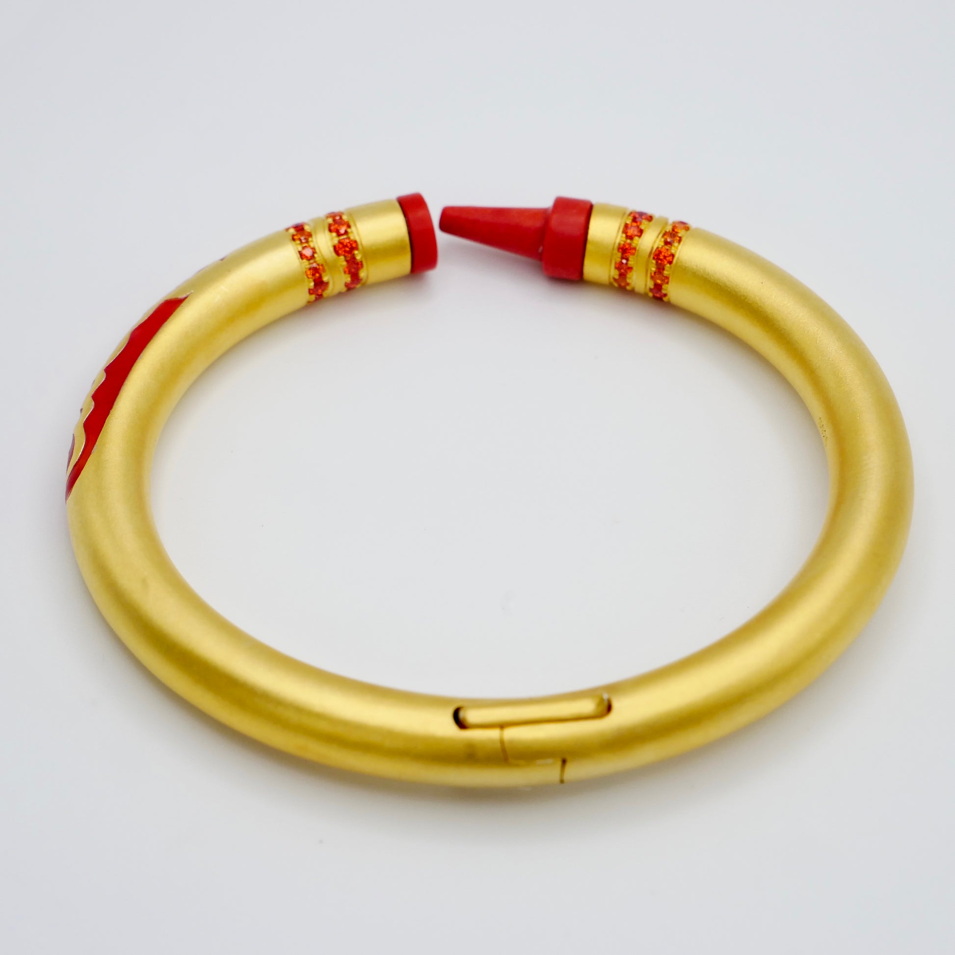 Customizable Crayon Bracelet in 18K Gold Filled with Orange Coral and Orange Moissanites | Nadine Ghosn style | Drake jewelry | Justin Bieber jewelry | Beyonce jewelry | novelty fun fine jewelry | by Disco Marshmallow