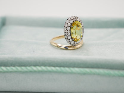 Oval Sapphire Donut Ring with Pave Moissanites, 18K Gold, view 5