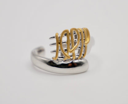 Adjustable Fork Spaghetti/Pasta Ring - Platinum and with Sterling Silver, 18K Gold Filled, view 3