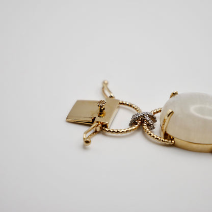 Pebble Cabochon Sicilian Moonstone/Amethyst/Citrine and Moissanite Rope Bracelet, view 6