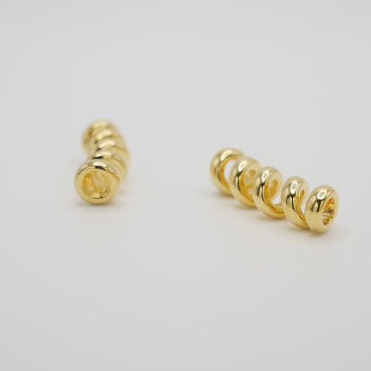 18K Yellow Gold Fusilli Spiral Necklace Bumpers Spacers, Necklace Enhancers - A Pair