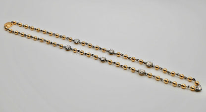Georgian Victorian Art Deco Ball Chain Necklace with 7 Diamonds or Moissanites, view 2