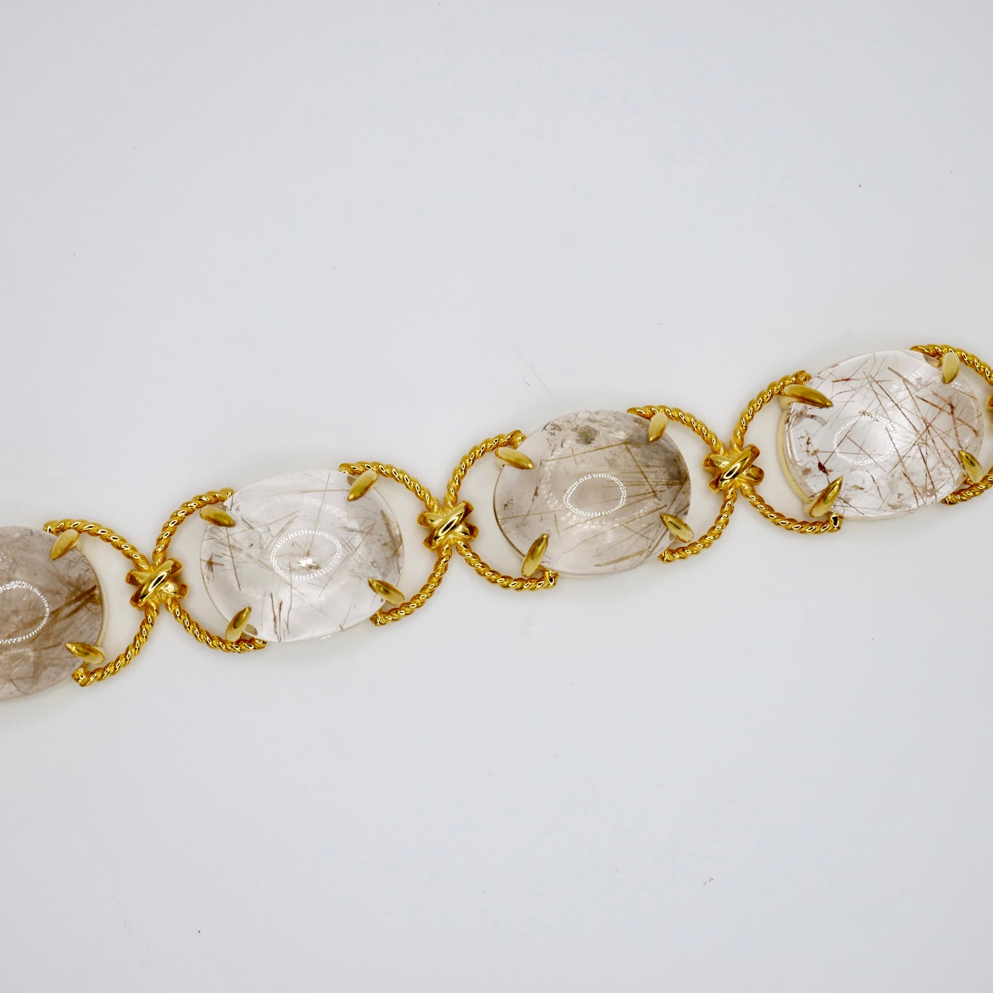 Pebble Cabochon Sicilian Rutilated Quartz Rope Bracelet, view 3