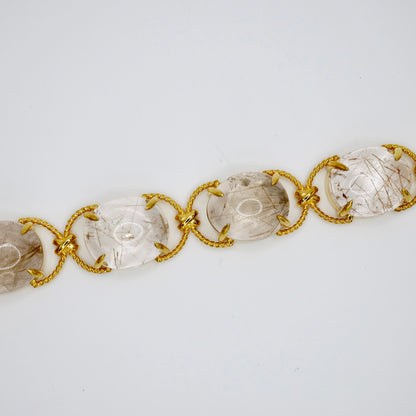 Pebble Cabochon Sicilian Rutilated Quartz Rope Bracelet, view 3