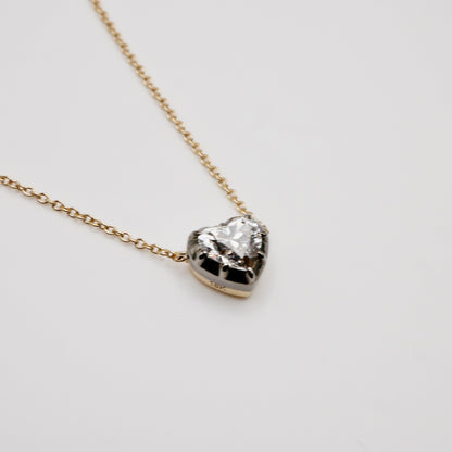 Heart Lab Grown Diamond Gold Georgian Necklace