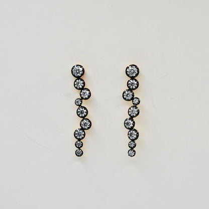 Georgian Cascade Drop Earrings - Blackened Gold with Collet-Set Moissanites in 14K or 18K Gold